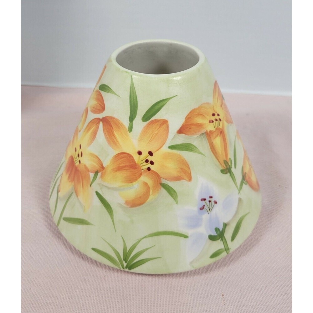 Yankee Candle Daffodils Flowers  Orange white spring Porcelain Candle jar Shade